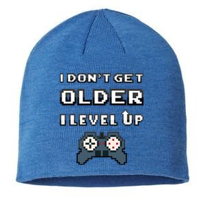 Funny I Dont Get Older I Level Up Gaming Birthday Gamer Gift Sustainable Beanie