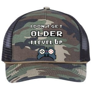 Funny I Dont Get Older I Level Up Gaming Birthday Gamer Gift Retro Rope Trucker Hat Cap