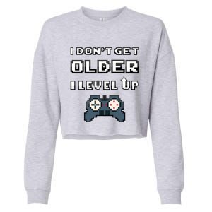 Funny I Dont Get Older I Level Up Gaming Birthday Gamer Gift Cropped Pullover Crew