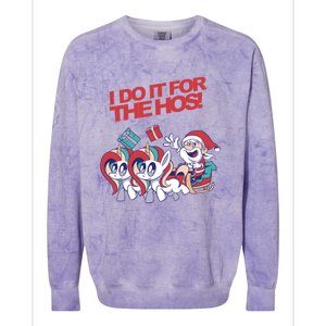 Funny I Do It For The Hos! Santa Claus Unicorn Horde Ho Gift Colorblast Crewneck Sweatshirt