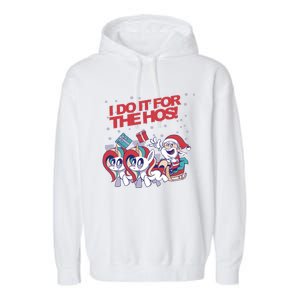 Funny I Do It For The Hos! Santa Claus Unicorn Horde Ho Gift Garment-Dyed Fleece Hoodie