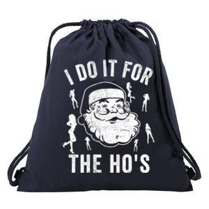 Funny I Do It For The Hos Inappropriate Christmas Santa Gift Drawstring Bag