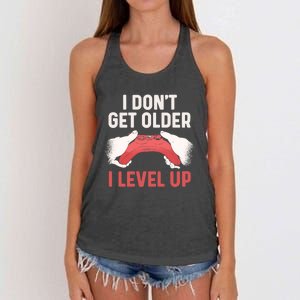 Funny I Dont Get Older I Level Up Gift For Men Game Controllers Women's Knotted Racerback Tank