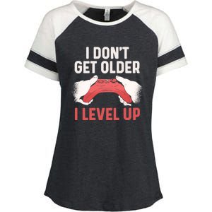 Funny I Dont Get Older I Level Up Gift For Men Game Controllers Enza Ladies Jersey Colorblock Tee