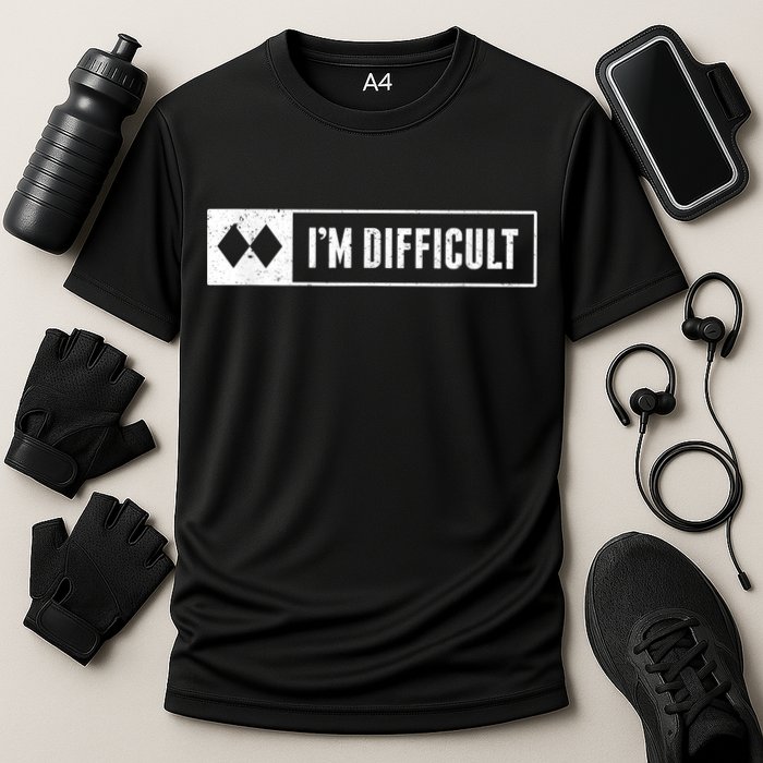 Funny I'm Difficult Snowboard Ski Mountain Sign Retro Performance Shirt