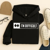 Funny I'm Difficult Snowboard Ski Mountain Sign Retro Hoodie