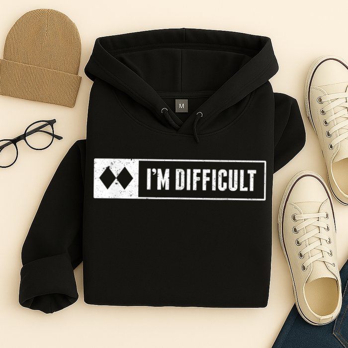 Funny I'm Difficult Snowboard Ski Mountain Sign Retro Hoodie