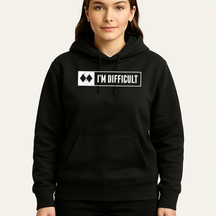 Funny I'm Difficult Snowboard Ski Mountain Sign Retro Hoodie