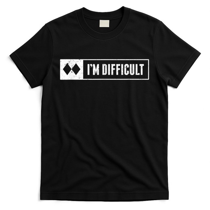 Funny I'm Difficult Snowboard Ski Mountain Sign Retro T-Shirt