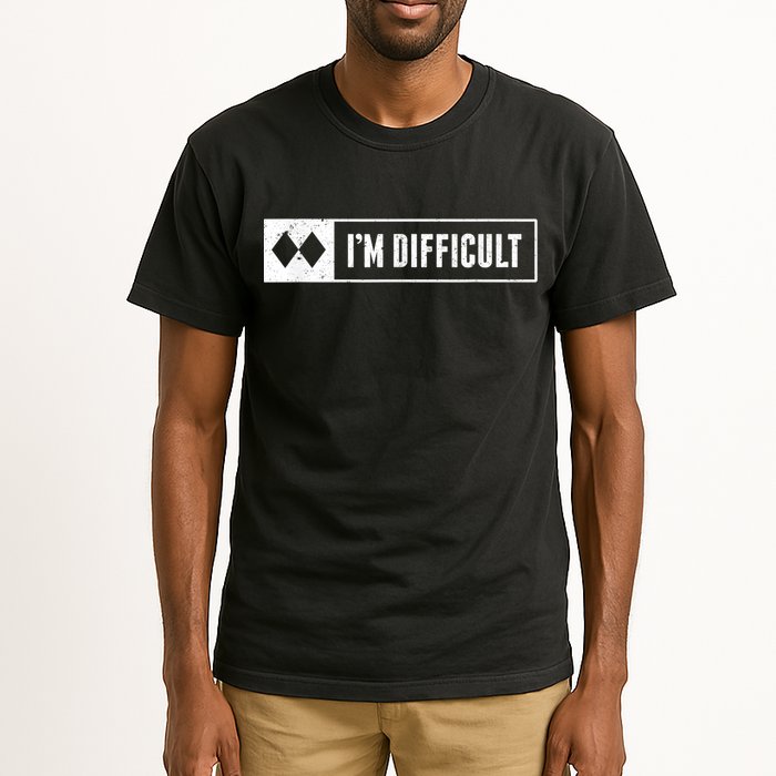 Funny I'm Difficult Snowboard Ski Mountain Sign Retro Tall T-Shirt