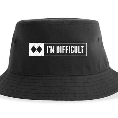Funny I'm Difficult Snowboard Ski Mountain Sign Retro Sustainable Bucket Hat