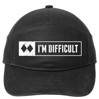 Funny I'm Difficult Snowboard Ski Mountain Sign Retro 7-Panel Snapback Hat