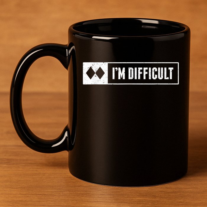 Funny I'm Difficult Snowboard Ski Mountain Sign Retro 11oz C Handle Ceramic Mug