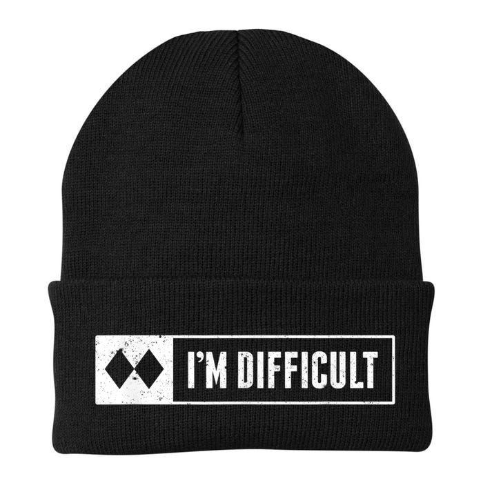 Funny I'm Difficult Snowboard Ski Mountain Sign Retro Beanie