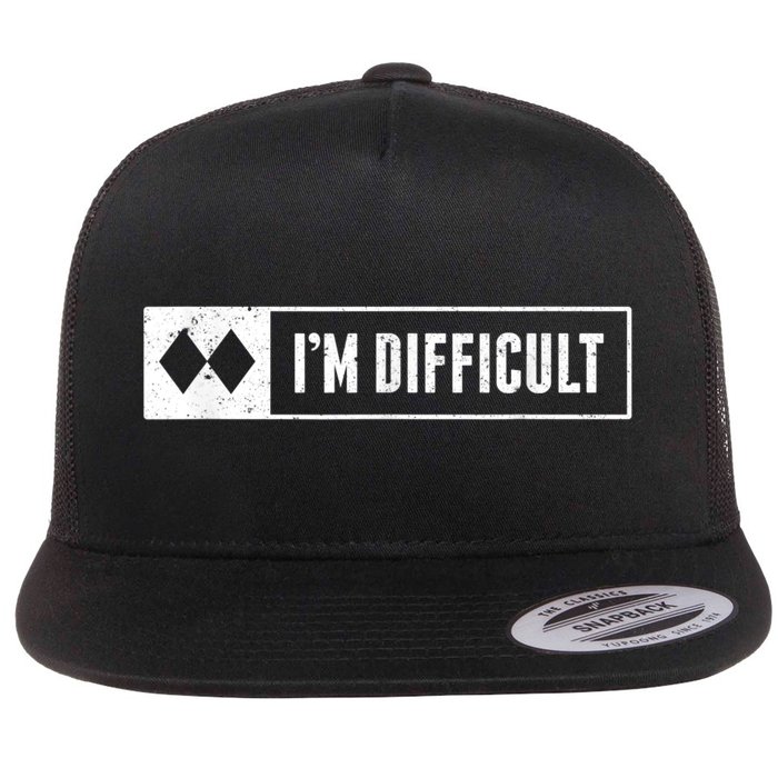 Funny I'm Difficult Snowboard Ski Mountain Sign Retro Flatbill Hat