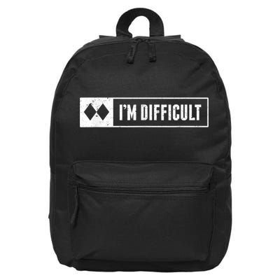 Funny I'm Difficult Snowboard Ski Mountain Sign Retro 16 in Basic Backpack