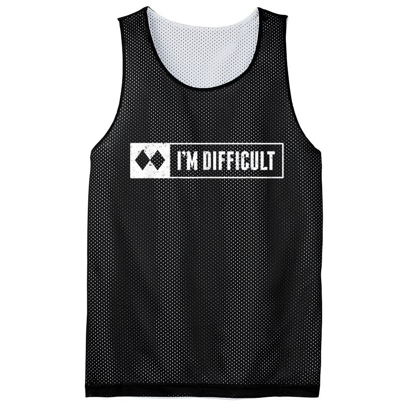 Funny I'm Difficult Snowboard Ski Mountain Sign Retro Mesh Reversible Basketball Jersey Tank