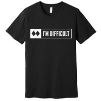 Funny I'm Difficult Snowboard Ski Mountain Sign Retro Premium T-Shirt