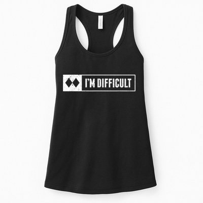 Funny I'm Difficult Snowboard Ski Mountain Sign Retro Womens Tank Top