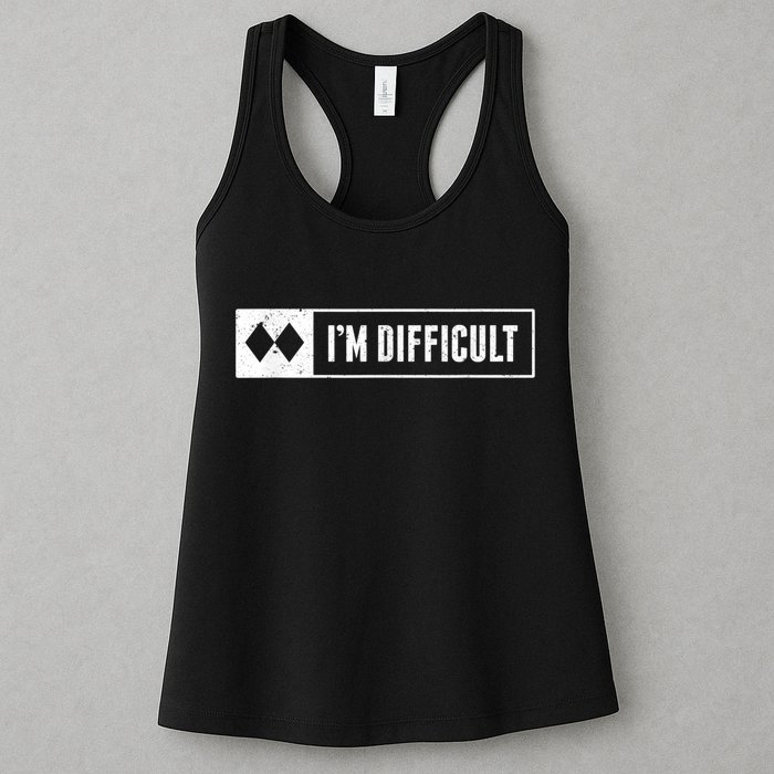 Funny I'm Difficult Snowboard Ski Mountain Sign Retro Womens Tank Top