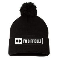 Funny I'm Difficult Snowboard Ski Mountain Sign Retro Pom Pom 12in Knit Beanie