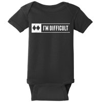 Funny I'm Difficult Snowboard Ski Mountain Sign Retro Baby Bodysuit
