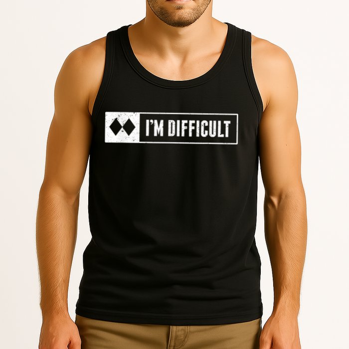 Funny I'm Difficult Snowboard Ski Mountain Sign Retro Tank Top