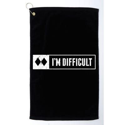 Funny I'm Difficult Snowboard Ski Mountain Sign Retro Golf Towel