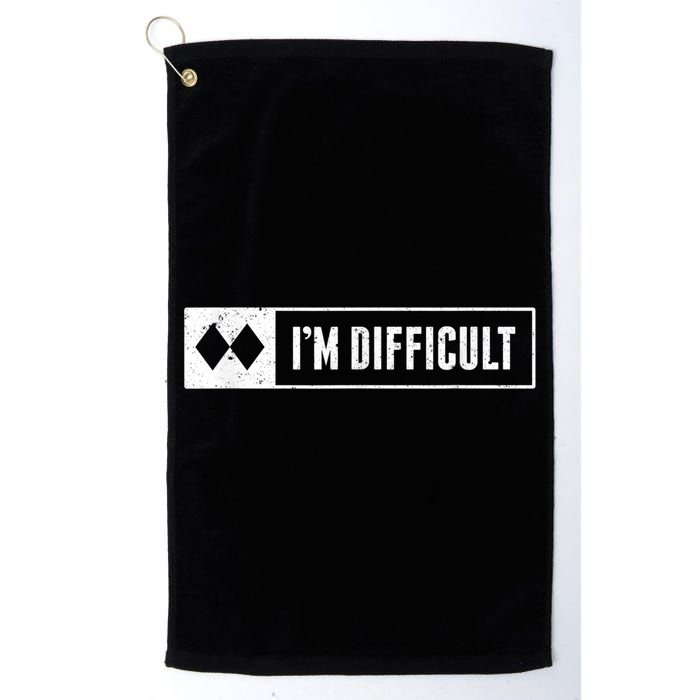Funny I'm Difficult Snowboard Ski Mountain Sign Retro Golf Towel