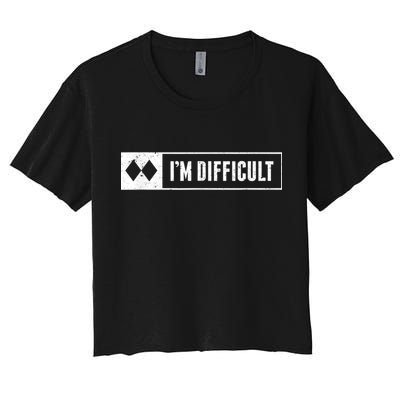 Funny I'm Difficult Snowboard Ski Mountain Sign Retro Crop Top