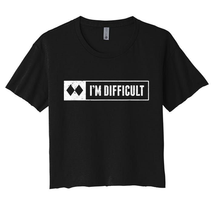 Funny I'm Difficult Snowboard Ski Mountain Sign Retro Crop Top