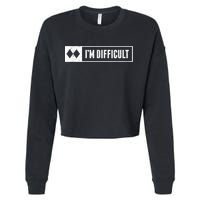 Funny I'm Difficult Snowboard Ski Mountain Sign Retro Cropped Pullover Crew