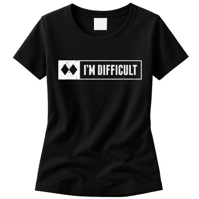 Funny I'm Difficult Snowboard Ski Mountain Sign Retro Womens T-Shirt