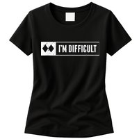 Funny I'm Difficult Snowboard Ski Mountain Sign Retro Womens T-Shirt