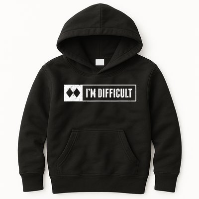 Funny I'm Difficult Snowboard Ski Mountain Sign Retro Kids Hoodie
