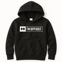 Funny I'm Difficult Snowboard Ski Mountain Sign Retro Kids Hoodie