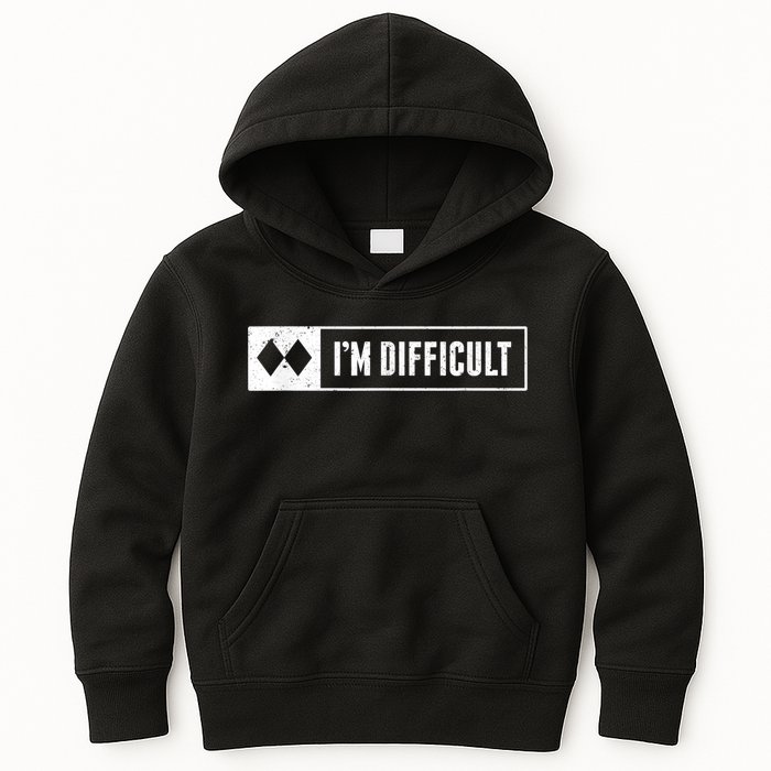 Funny I'm Difficult Snowboard Ski Mountain Sign Retro Kids Hoodie