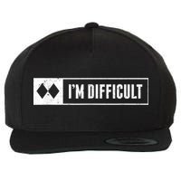 Funny I'm Difficult Snowboard Ski Mountain Sign Retro Wool Snapback Cap