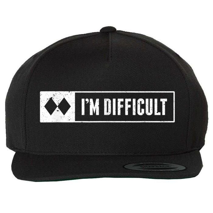 Funny I'm Difficult Snowboard Ski Mountain Sign Retro Wool Snapback Cap