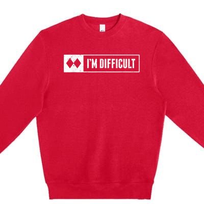 Funny I'm Difficult Snowboard Ski Mountain Sign Retro Premium Crewneck Sweatshirt