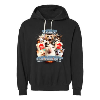 Funny I Eat Cement Cat Meme Garment-Dyed Fleece Hoodie
