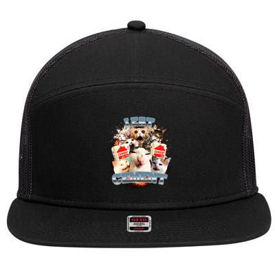 Funny I Eat Cement Cat Meme 7 Panel Mesh Trucker Snapback Hat