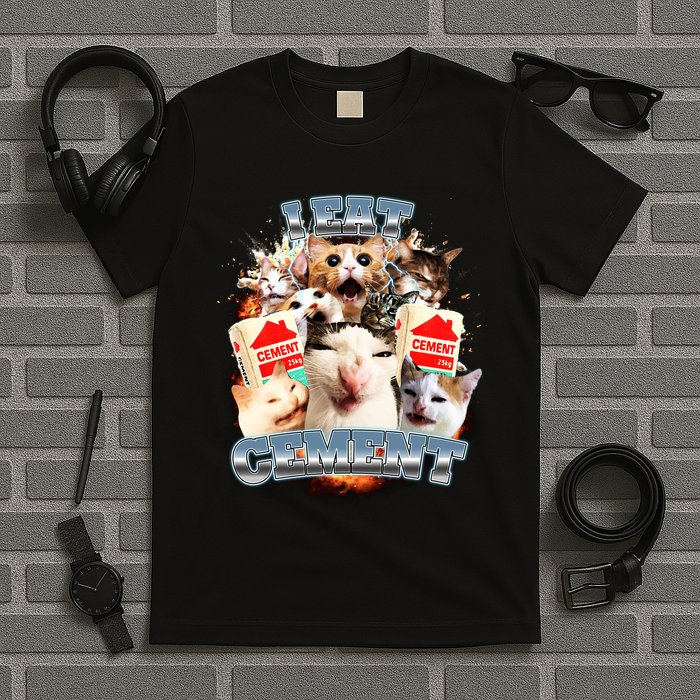 Funny I Eat Cement Cat Meme T-Shirt