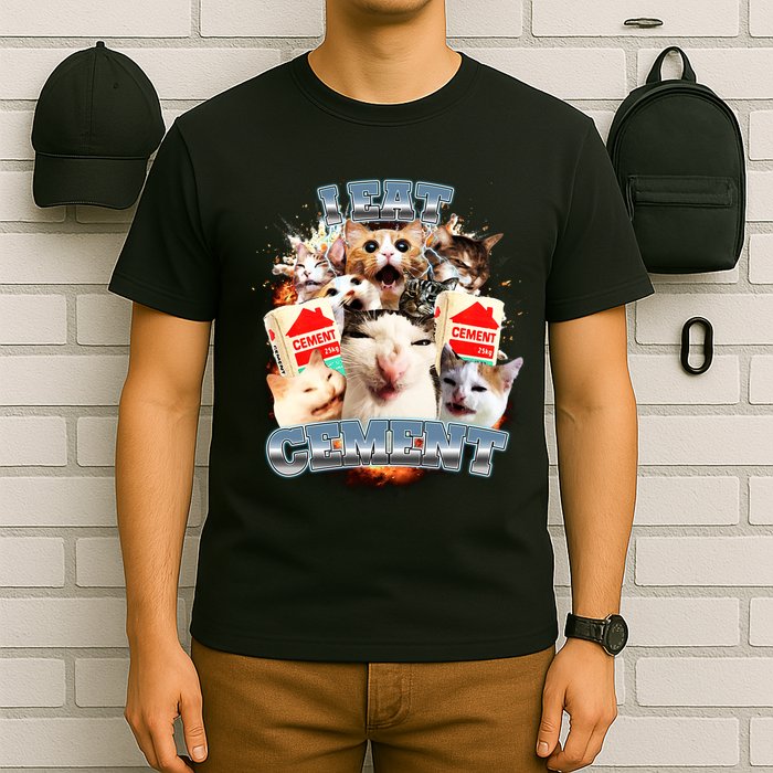Funny I Eat Cement Cat Meme T-Shirt