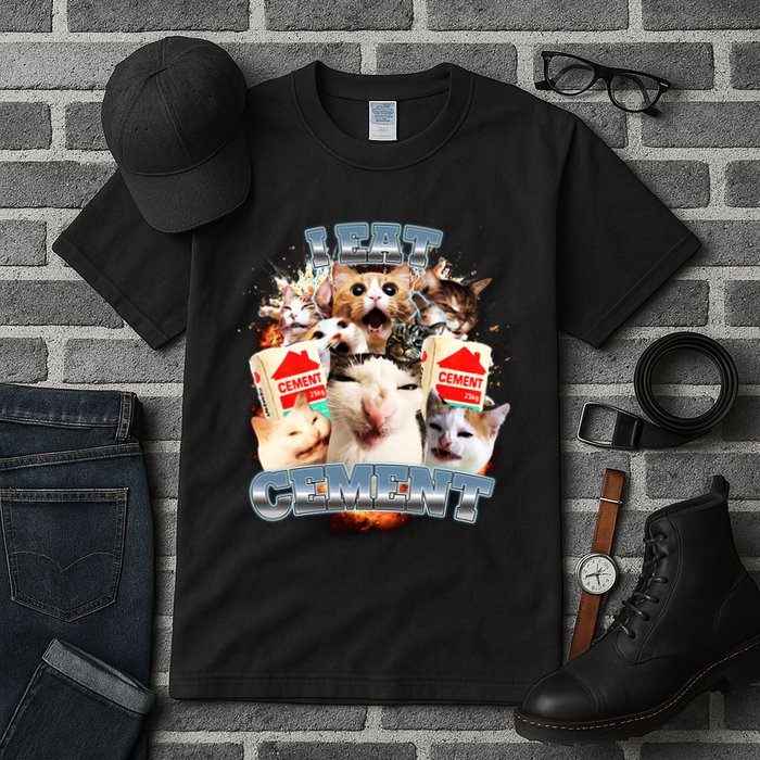 Funny I Eat Cement Cat Meme Tall T-Shirt
