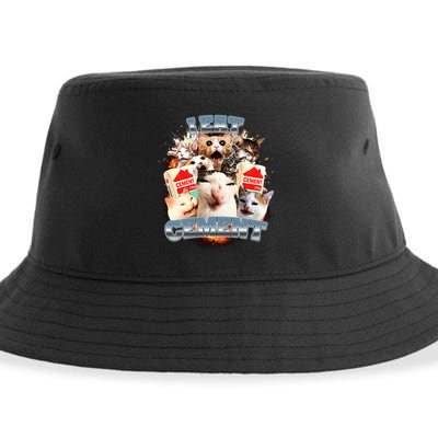 Funny I Eat Cement Cat Meme Sustainable Bucket Hat