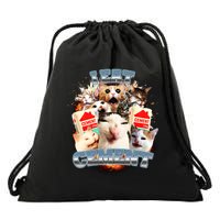 Funny I Eat Cement Cat Meme Drawstring Bag