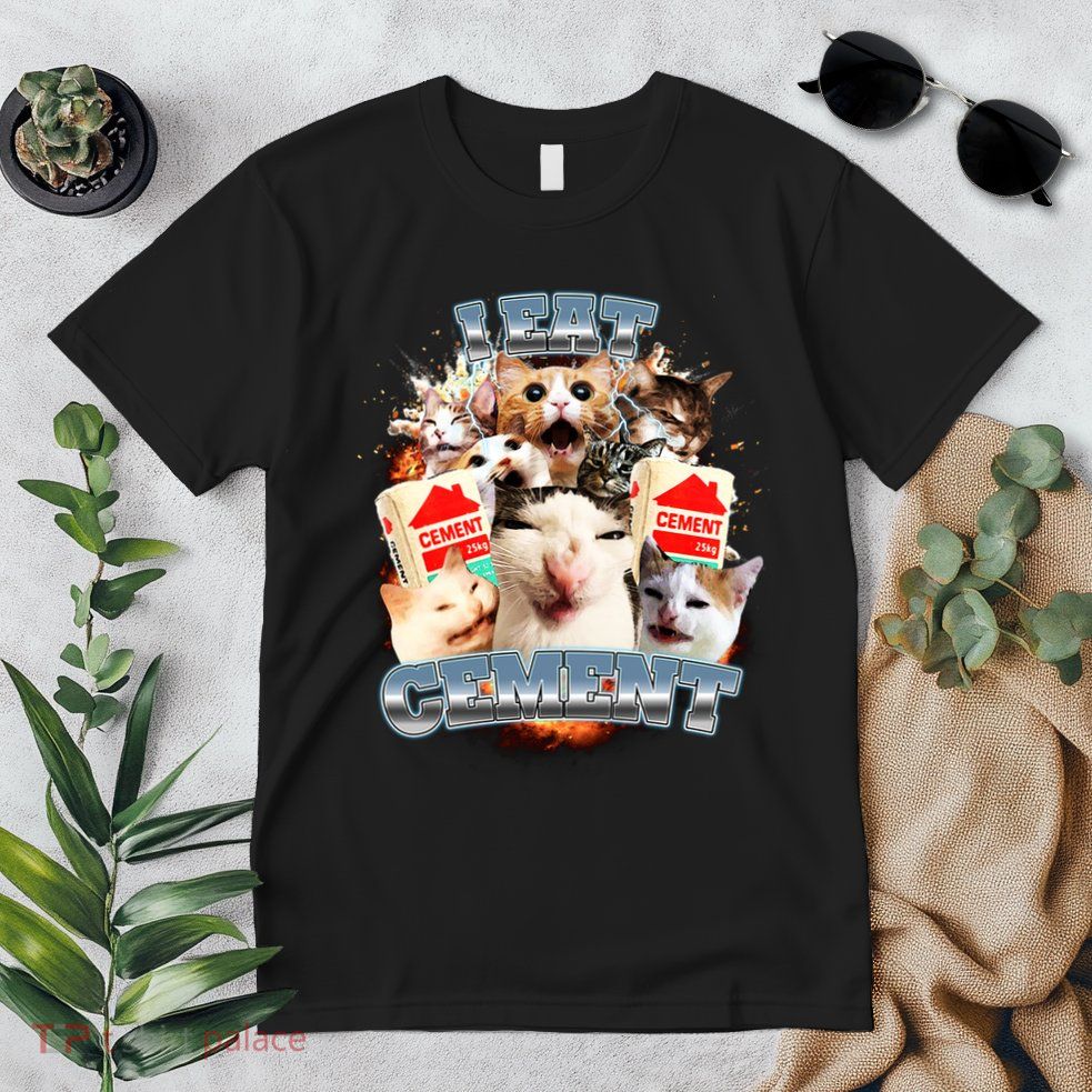 Funny I Eat Cement Cat Meme Premium T-Shirt