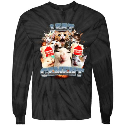 Funny I Eat Cement Cat Meme Tie-Dye Long Sleeve Shirt