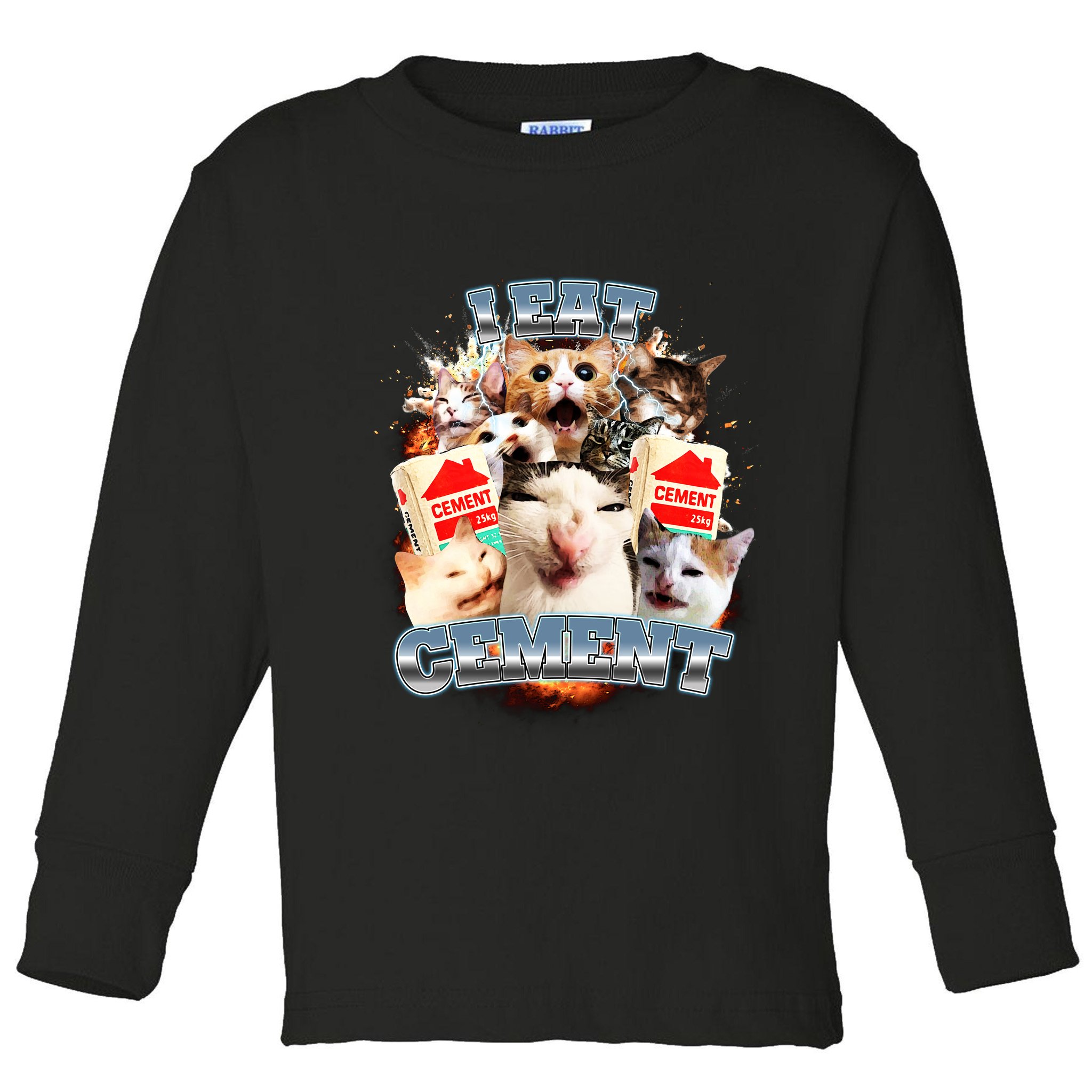Funny I Eat Cement Cat Meme Toddler Long Sleeve Shirt